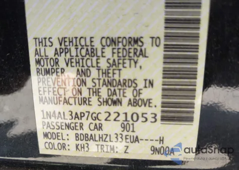 2016 Nissan Altima 2.5 Sr из США, поврежденный, VIN 1N4AL3AP7GC221053